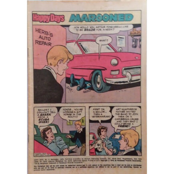 Vintage Comic Book Happy Days Marooned #4 September 1979